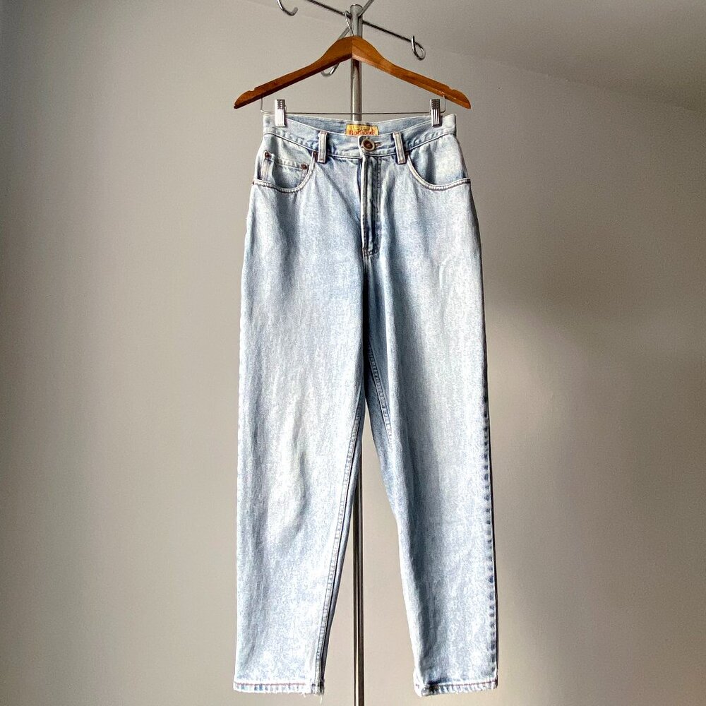 ❄️ 90s Vintage High-Rise Light Wash Blue 100% Cotton Denim Ankle Mom Jeans